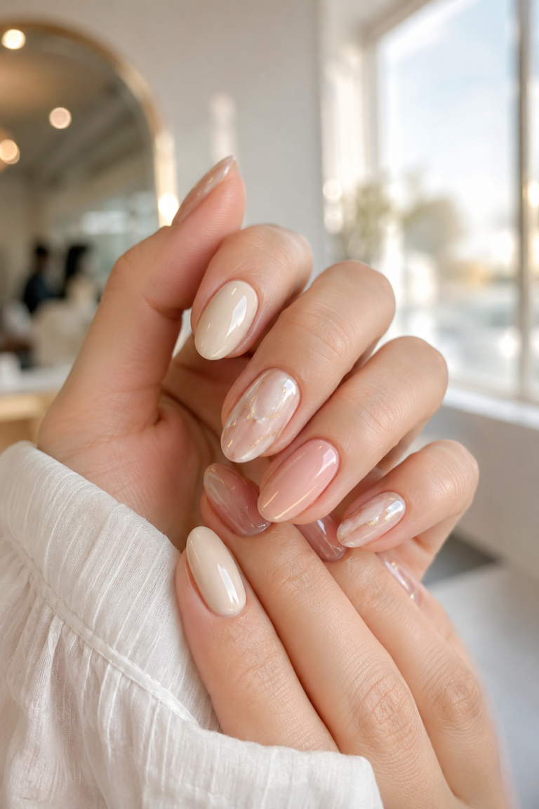 Pink Marble Nails