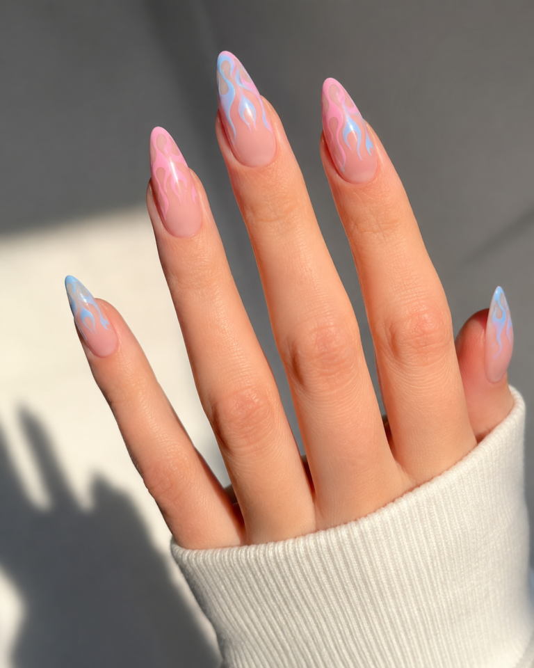 Powder Blue And Pink Tips
