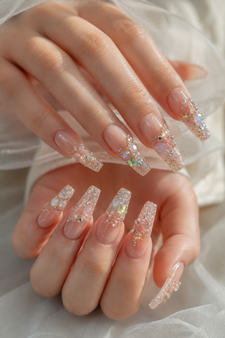 Natural French Glitter Manicure