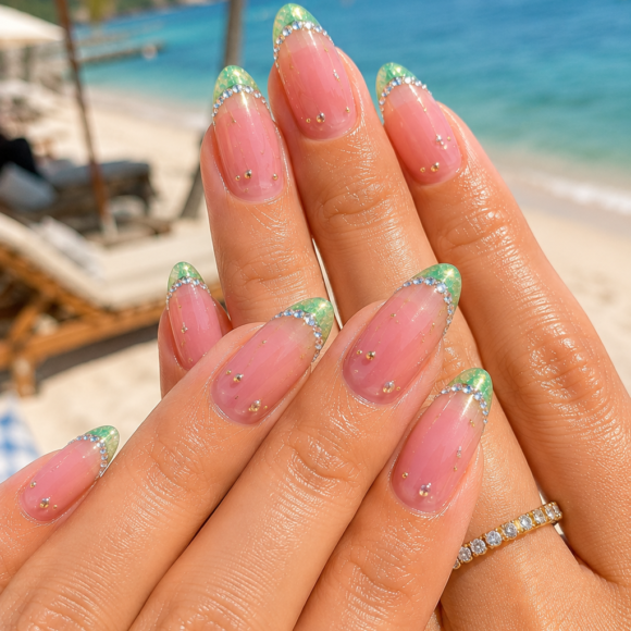 Watermelon Jewel Nails