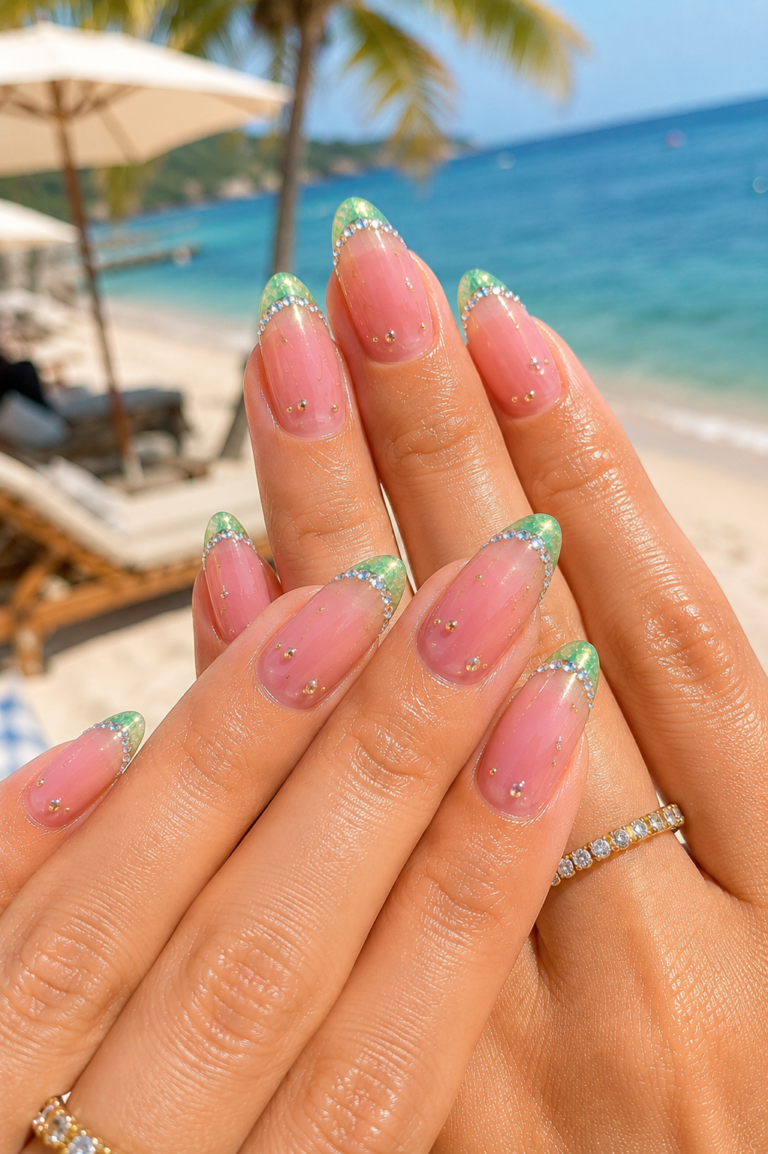 Watermelon Jewel Nails